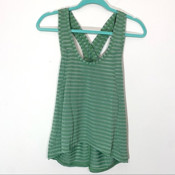 NWT Zyia Split Back Tank Small in Forest Nimbus Green Stripe - Picture 1 of 5